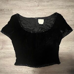 Beaded Black Velvet Women's Top